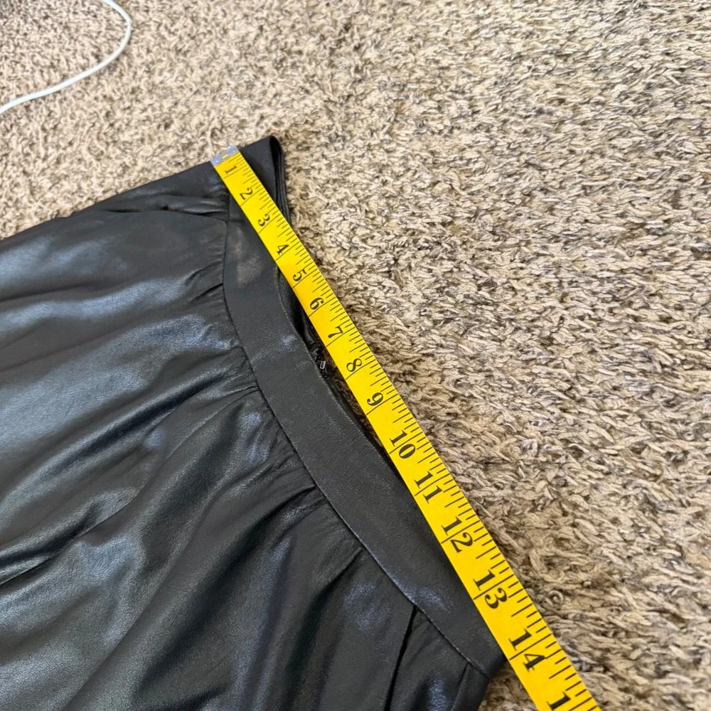 Search for Sanity Black Faux Leather A-Line Midi Skirt with Pockets Size 4‎